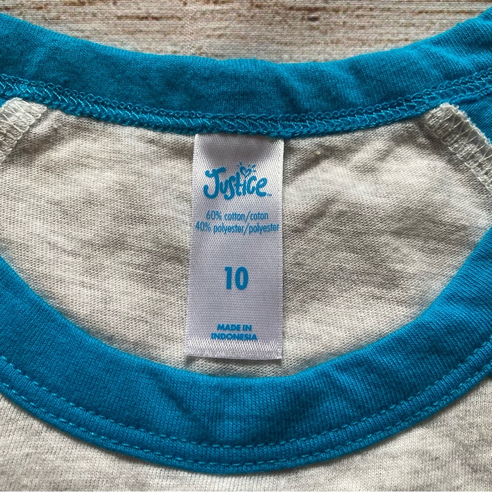 Justice Side Knot Muscle Tank Top Girls Size 10 Gray Blue - Picture 3 of 3